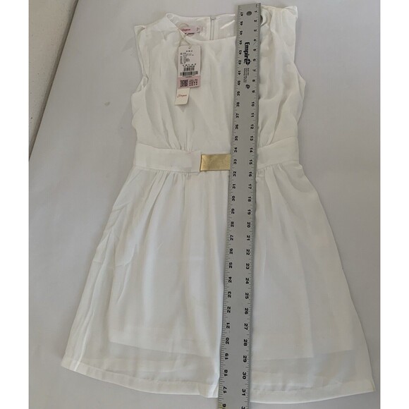 Finyuan Dress Women Medium White Gold Belt Mini Sleeveless Bachelorette Wedding - Picture 5 of 12